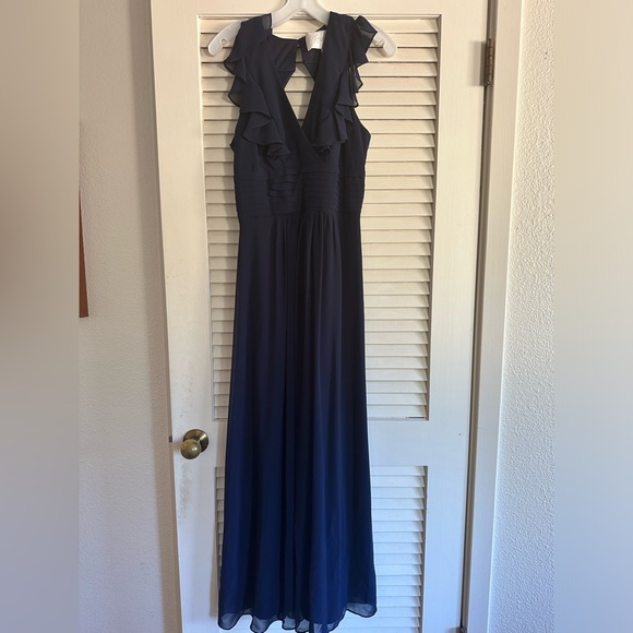 Reverie ruffle sleeve open back chiffon bridesmaid dress - Picture 4 of 7